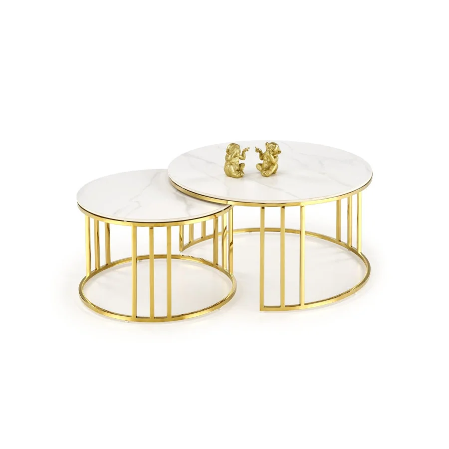 COFFEE TABLES MERCURY 3, SET OF 2 PCS. WHITE MARBLE / GOLD order